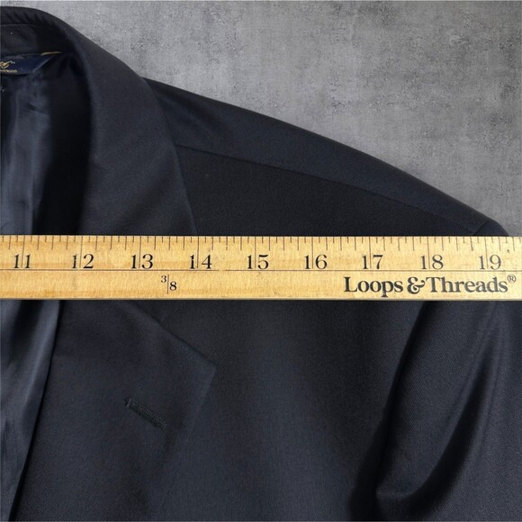 BROOKS BROTHERS Mens 46L Navy Wool Blazer Sport Coat 2 Button Single Vent Jacket - Picture 8 of 16